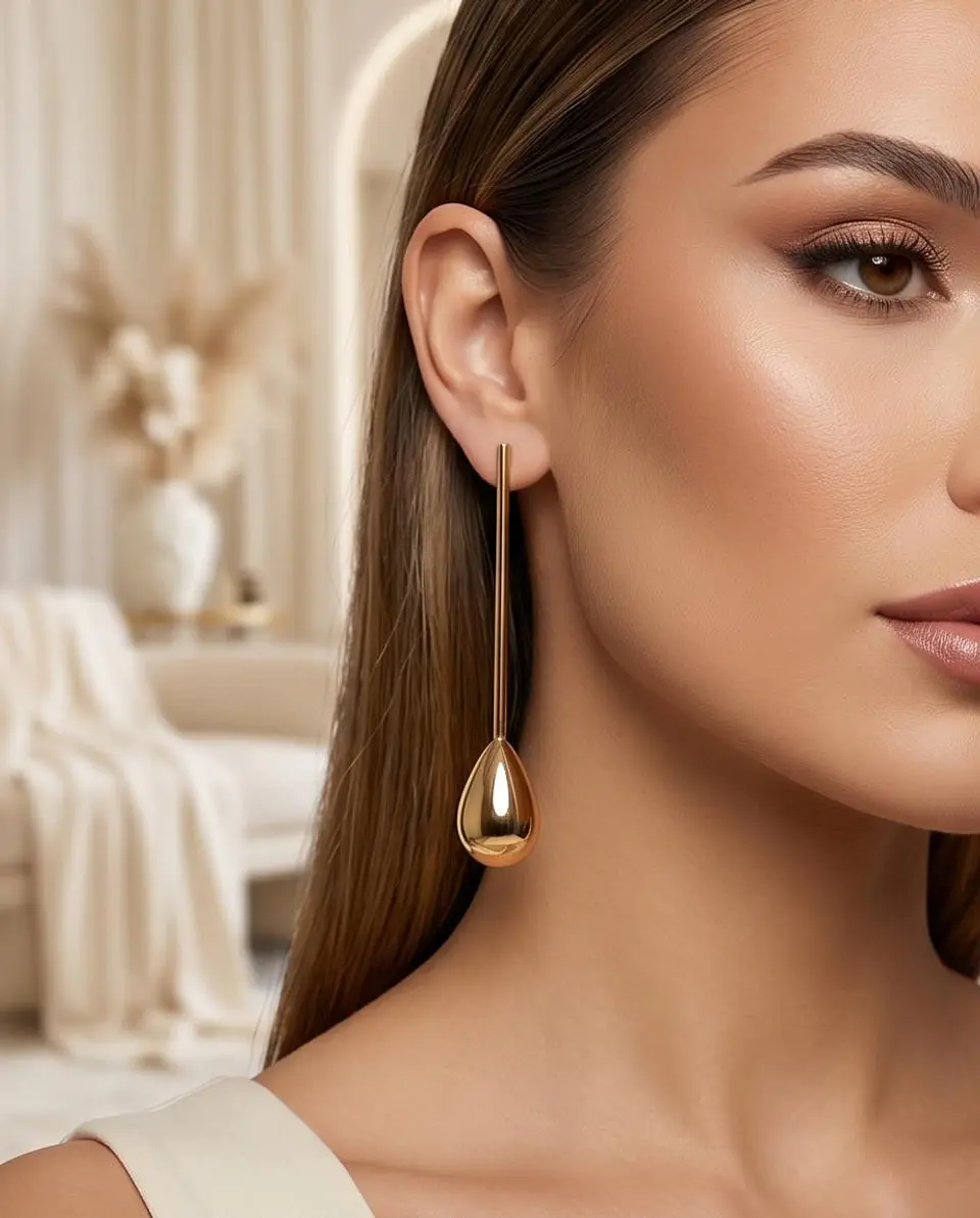 Brincos Pendentes Minimalist Golden Drop 2