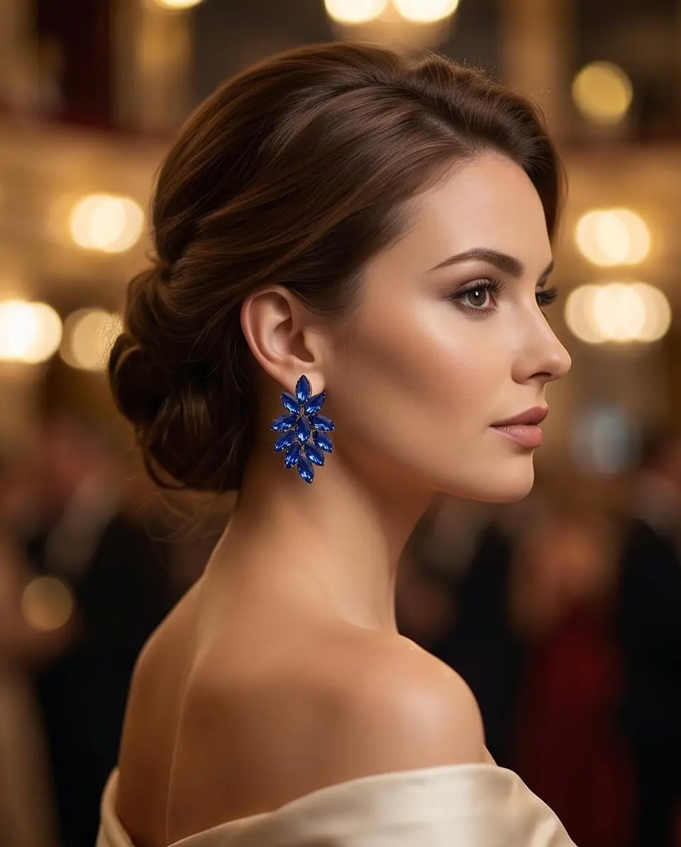 Brincos de Gala Sapphire Blue Petal 2