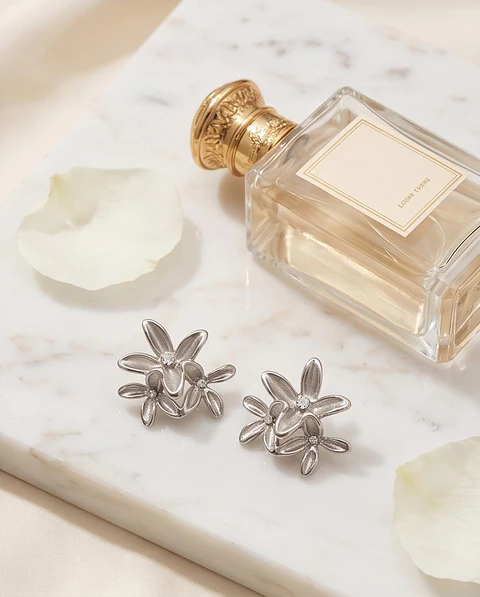 Brincos Silver Blossom Trio