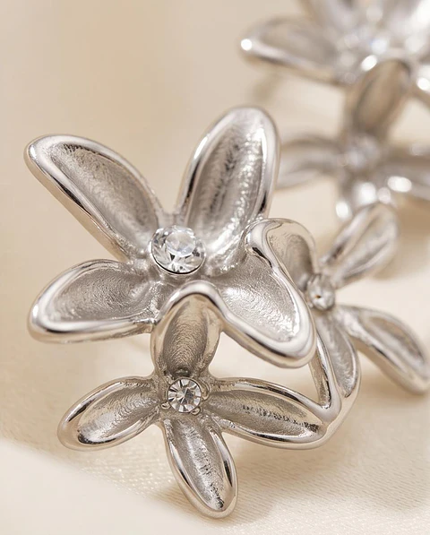 Brincos Silver Blossom Trio