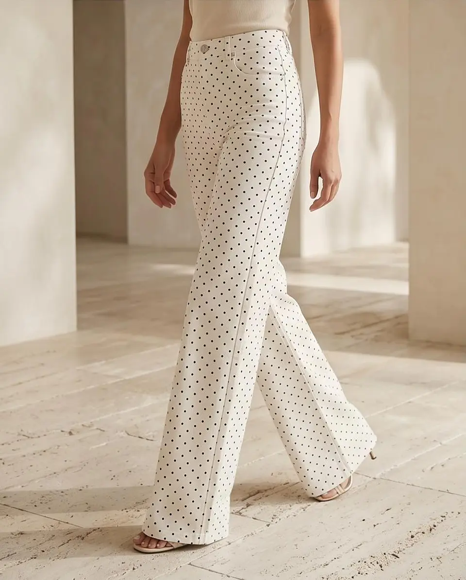 Calças de Ganga Straight Leg Asymmetric Denim 1