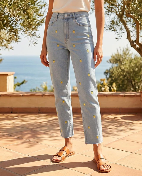 Calças de Ganga Redial Mom Fit Denim