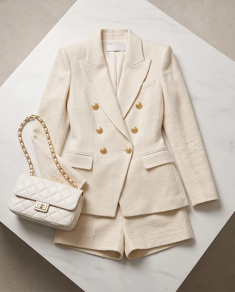 Blazer Cintado Texturado Textured Gold Buttons - Verde Oliva