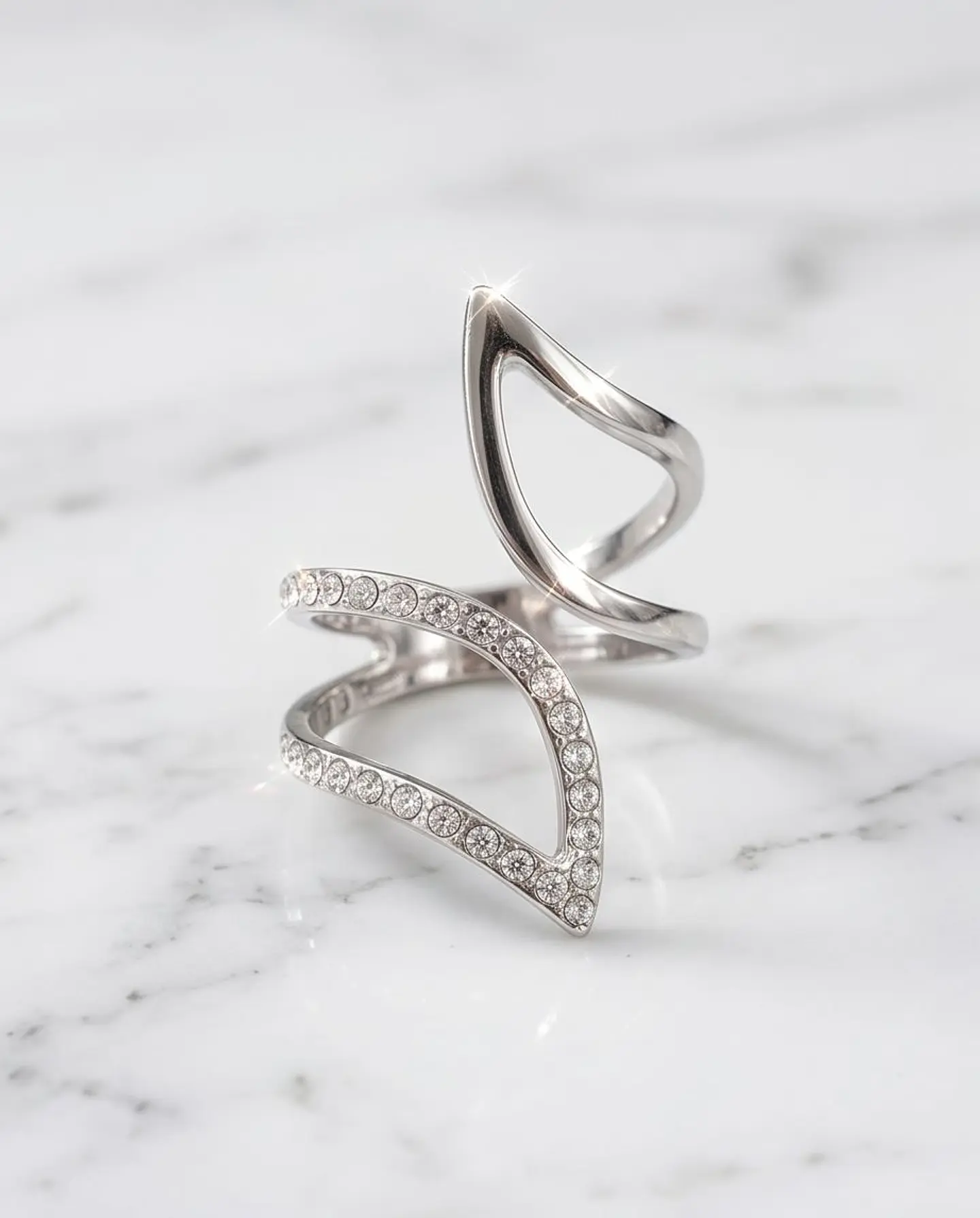 Anel em Aço Inoxidável Gold Parallel Zirconia 3