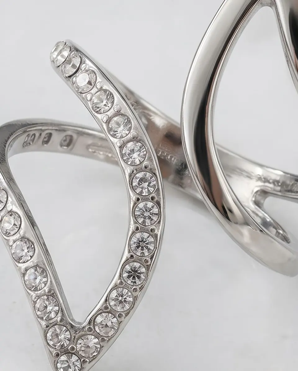 Anel em Aço Inoxidável Gold Parallel Zirconia 5