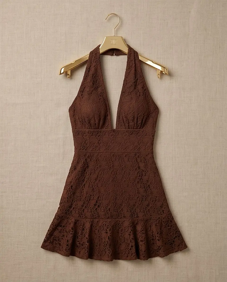 Vestido Curto Renda Halter Sweetheart 9