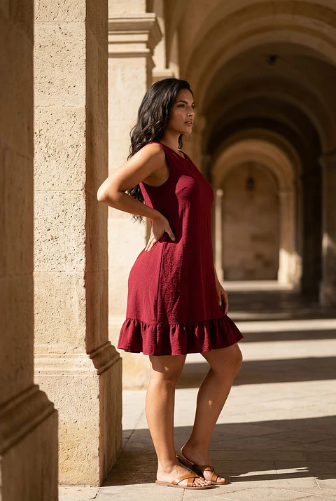 Vestido "Arcadia Bow" - Laço nas Costas e Folho