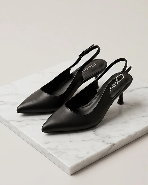 Sapatos Stiletto "Noir" - Slingback com Salto de 6 cm