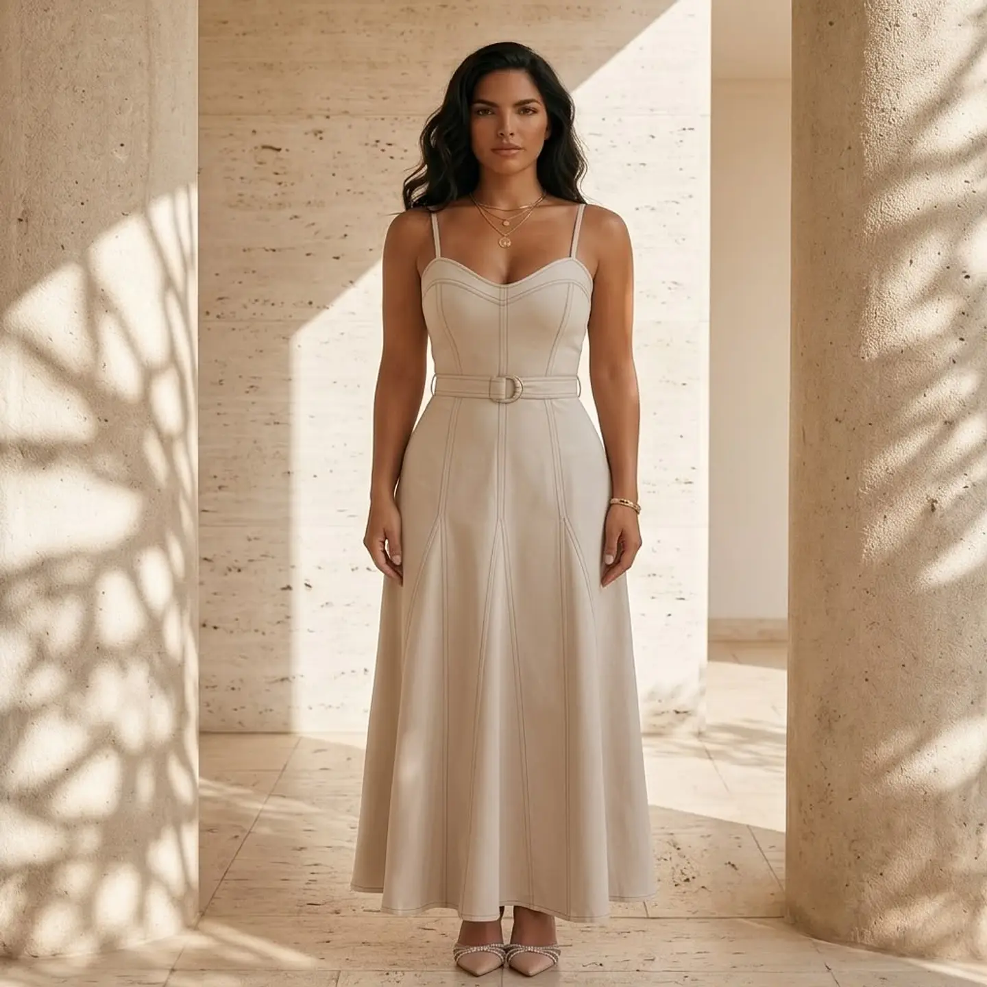 Vestido Midi Siena - Alças Ajustáveis e Cinto 2