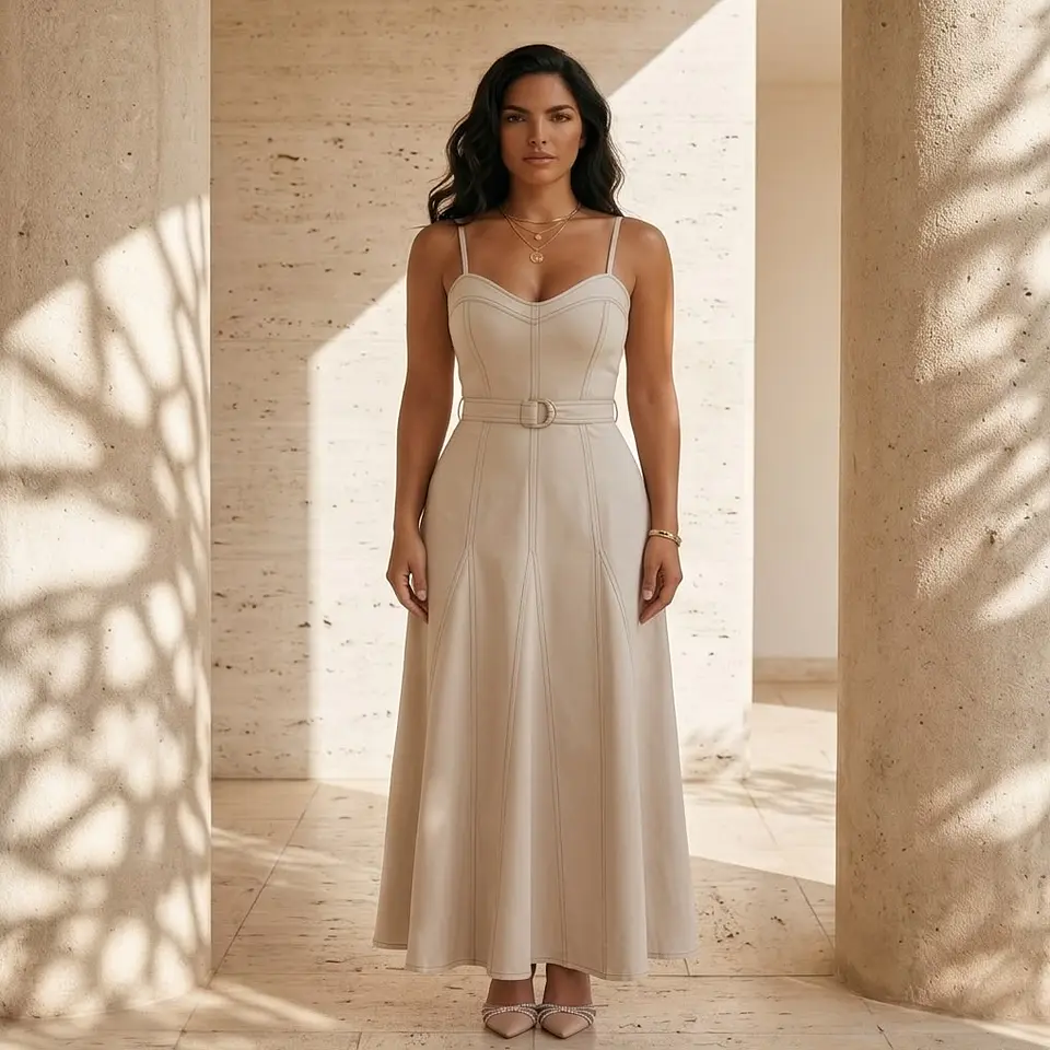 Vestido Midi Siena - Alças Ajustáveis e Cinto 2