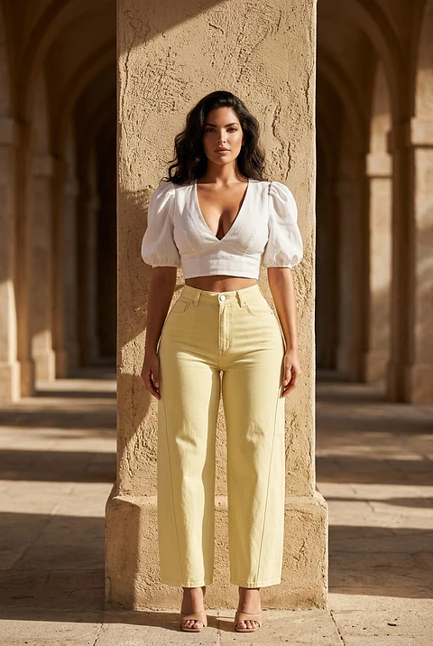 Pantalones vaqueros "Liora" - Amarillo mantequilla