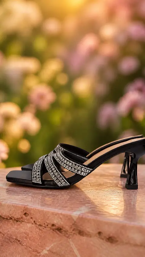 Sandália "Diamant" - Tiras de Brilhantes com Salto