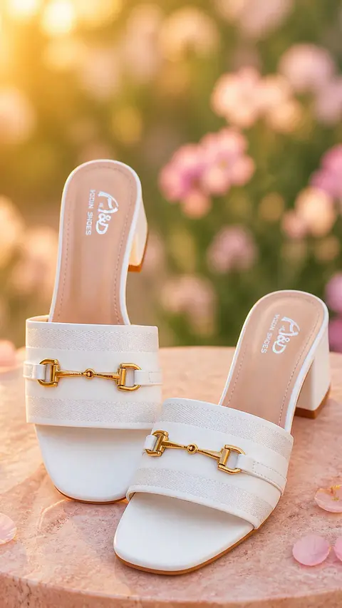 Chinela "Snaffle" - Fivela Dourada com Salto