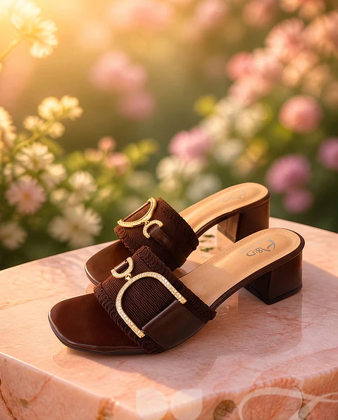 Chanclas "Or Brun" - Hebilla de joya marrón