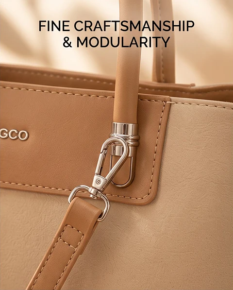 Tote "Duo" BAGCO - Bicolor com Carteira e Alça Extra