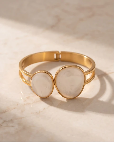 Bracelete "Nacre Duo" - Rígida com Madrepérola