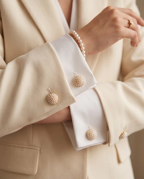 Botões "Perles d'Or" - Aplicação Coberta de Micro-Pérolas
