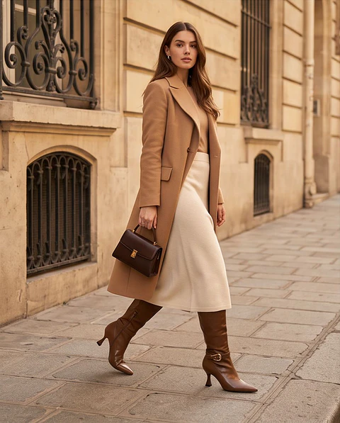 Bota "Riviera" - Cano Alto Camel com Fivela