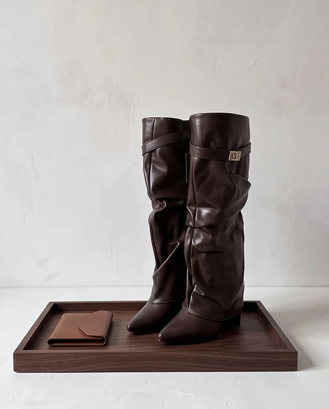Bota "Sienna" - Cano Alto Castanho com Fivela