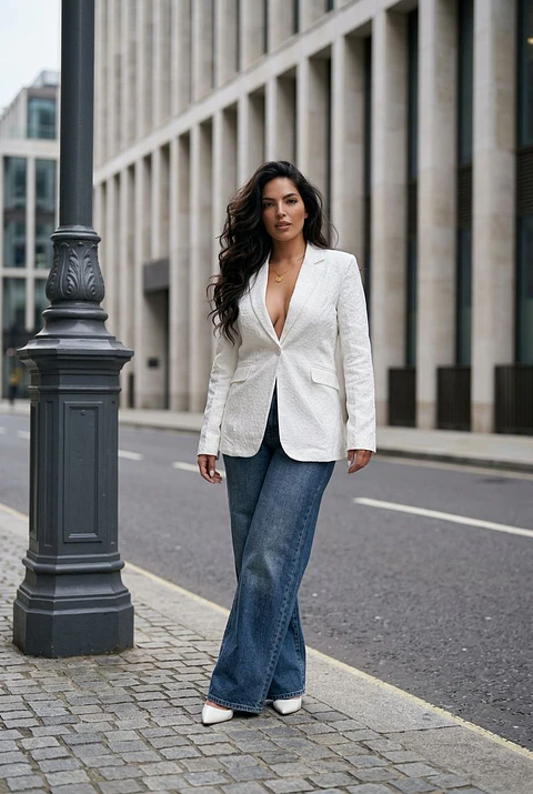 Blazer "Manhattan" - Texturado Branco Cintado