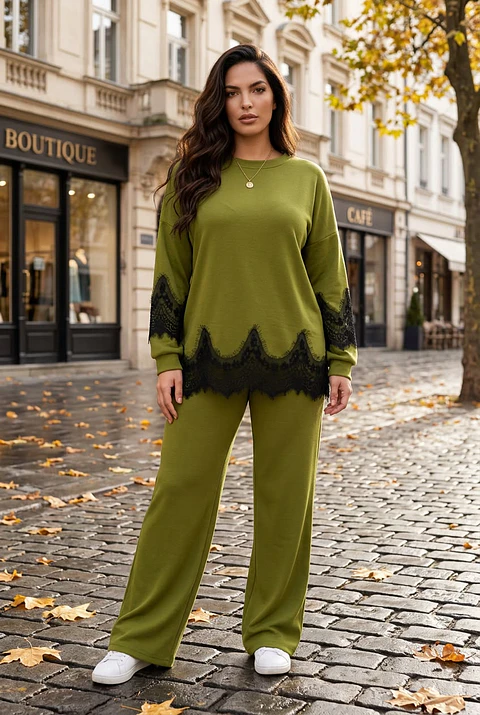 Conjunto "Dentelle Cozy" - Malha com Renda