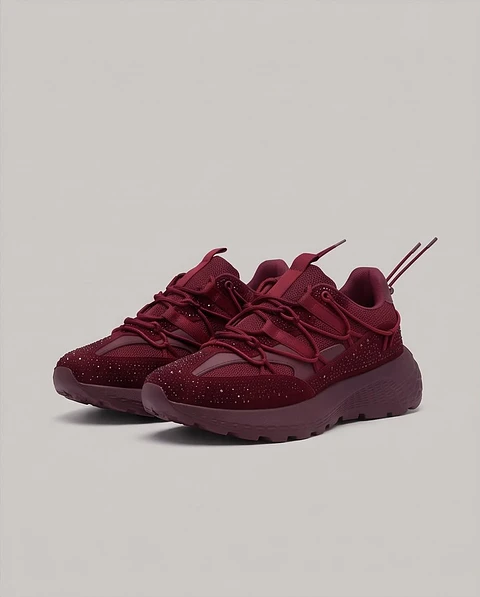 Sapatilha "Bordeaux Shine" - Desportiva com Brilho