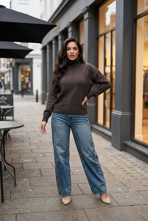 Camisola "Roll Neck" - Malha Macia com Gola Alta