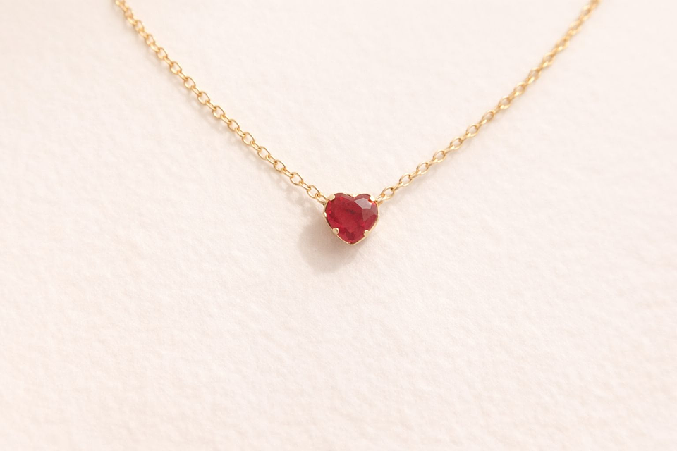 Conjunto Coração Vermelho Banhado a Ouro/Prata - Colar + Brincos 4