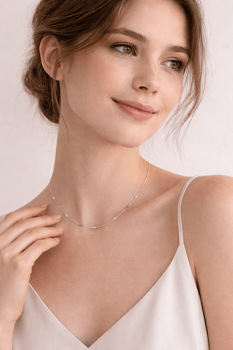 Colar Delicado de Corações - Prata