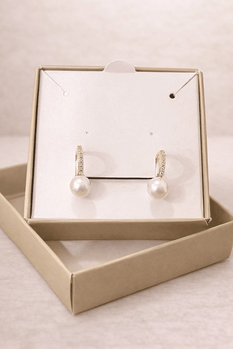 Brinco Argola Pérola Clássica Cravejada