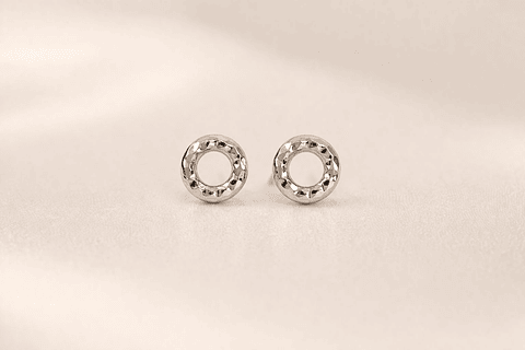 Brinco Texturizado Redondo Prata - Dourado