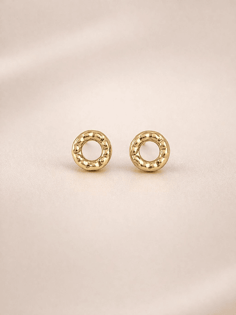 Brinco Texturizado Redondo Prata - Dourado