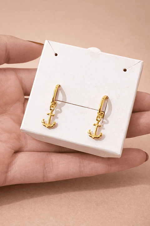 Brinco Argola Âncora Dourado