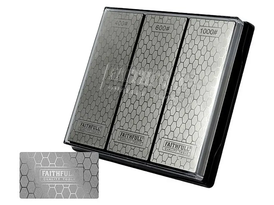 Conjunto de Pedras de Afiar Diamantadas 400 / 600 / 1000 – Faithfull (Diamond Sharpening Stone Set) 2