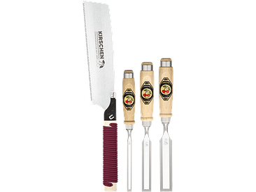 Conjunto de formões + serra japonesa em uma caixa | com cabo de carpa 1