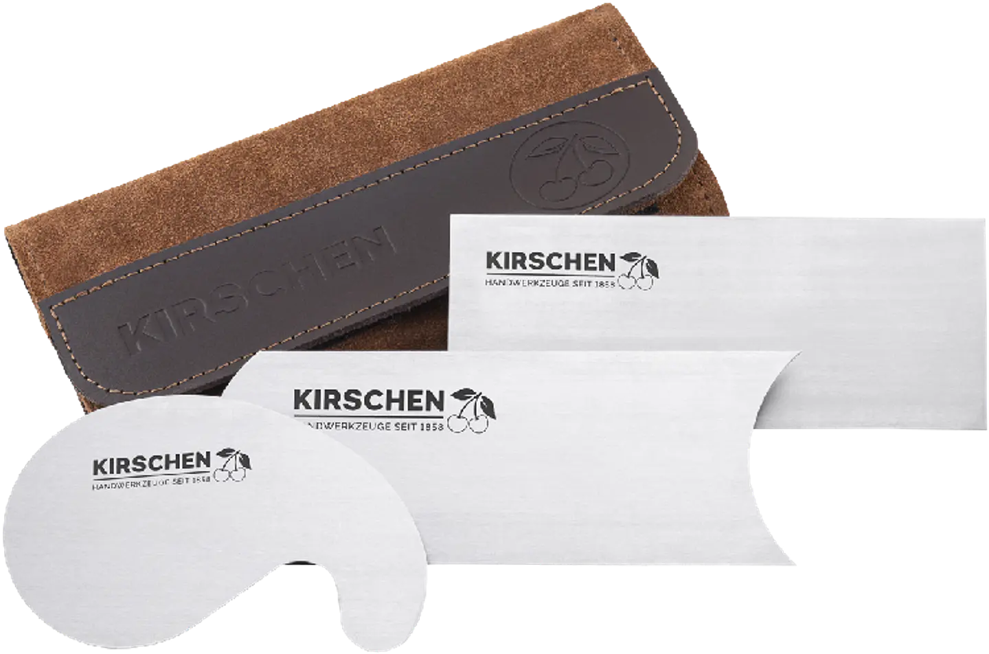 Conjunto de Raspadores de Madeira (3 Peças) com Bolsa em Camurça – Kirschen (Card Scraper Set) 2