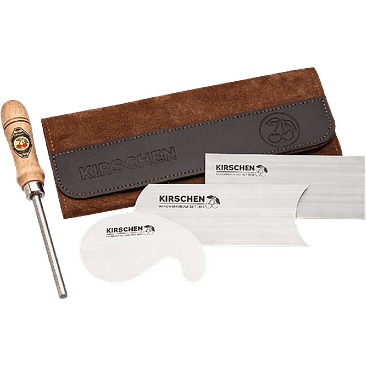 Conjunto de raspadores em estojo de couro + afiador Kirschen 2
