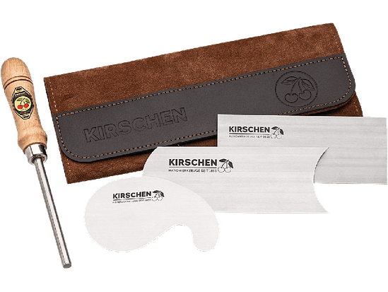 Conjunto de raspadores em estojo de couro + afiador Kirschen 2