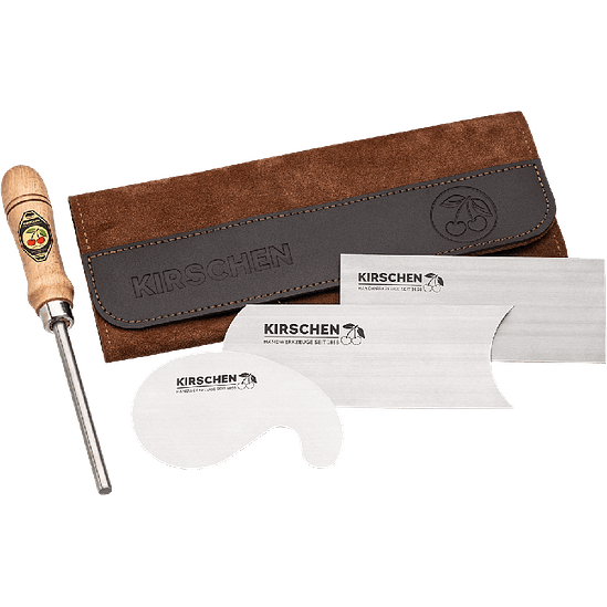 Conjunto de raspadores em estojo de couro + afiador Kirschen 2