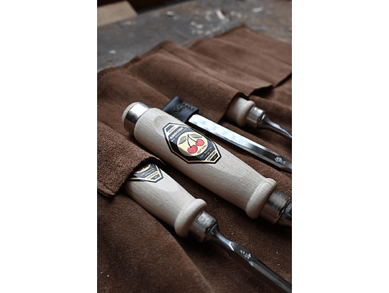 Conjunto de formões em estojo de couro marrom Kirschen 3