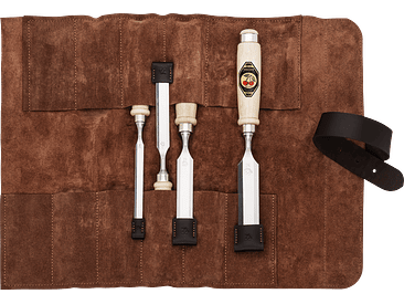 Conjunto de formões em estojo de couro marrom Kirschen 5