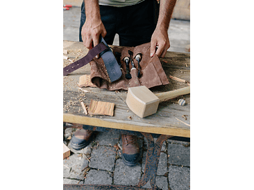 Conjunto de formões em estojo de couro marrom Kirschen 6