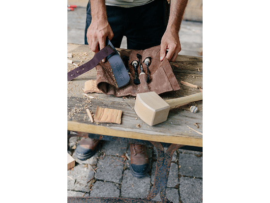 Conjunto de formões em estojo de couro marrom Kirschen 6
