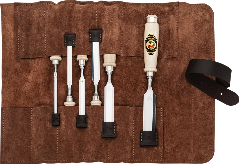 Conjunto de Formões em Bolsa de Couro Castanha – Kirschen (Chisel Set) 7