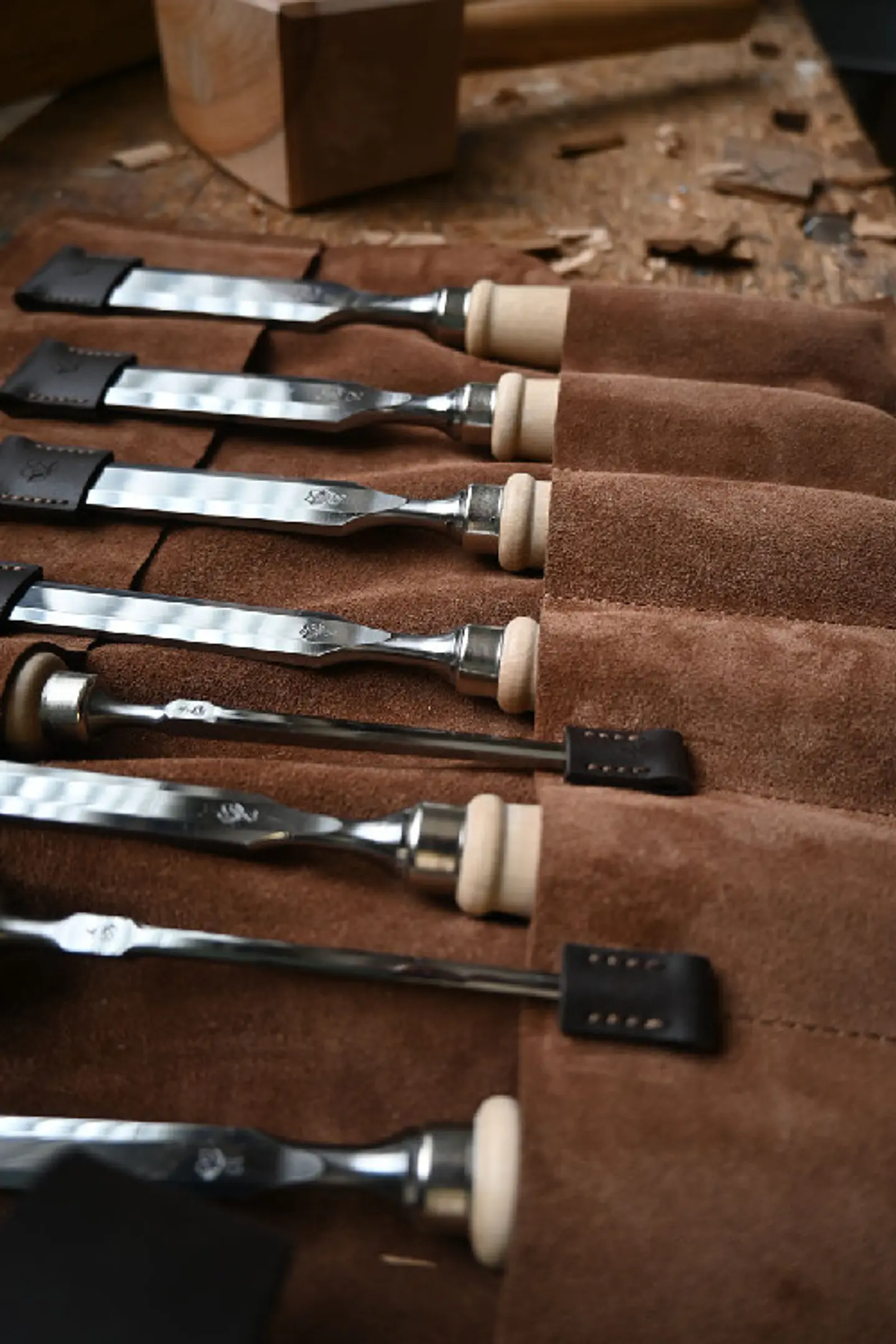Conjunto de Formões em Bolsa de Couro Castanha – Kirschen (Chisel Set) 8