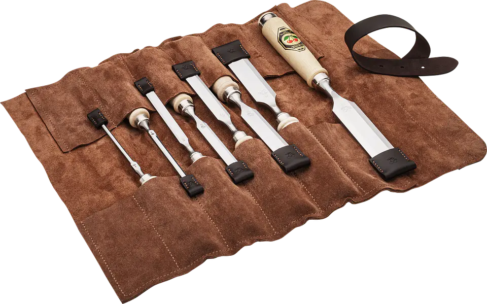 Conjunto de Formões em Bolsa de Couro Castanha – Kirschen (Chisel Set) 10