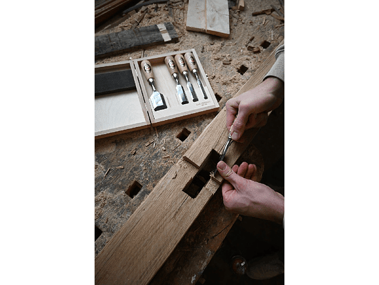 Conjunto de formões curtos em caixa de madeira 2