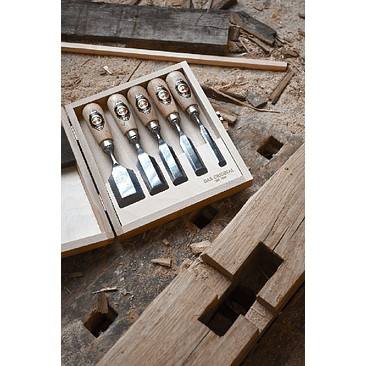 Conjunto de Formões Curtos em Caixa de Madeira (5 Peças) – Kirschen (Short Chisel Set) 5