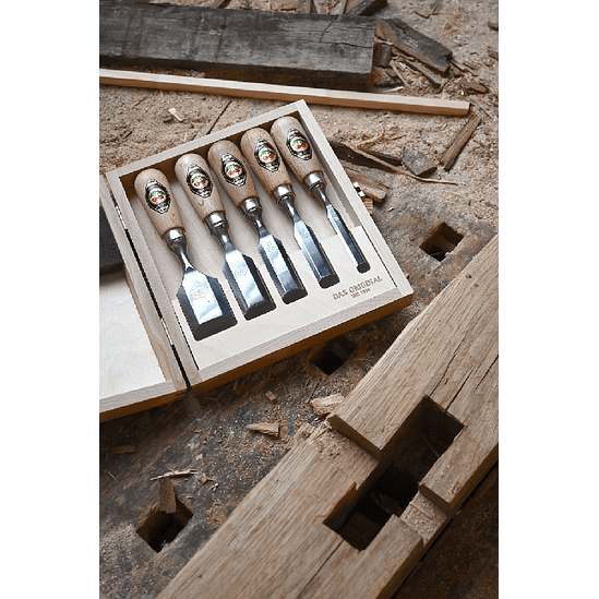 Conjunto de Formões Curtos em Caixa de Madeira (5 Peças) – Kirschen (Short Chisel Set) 5