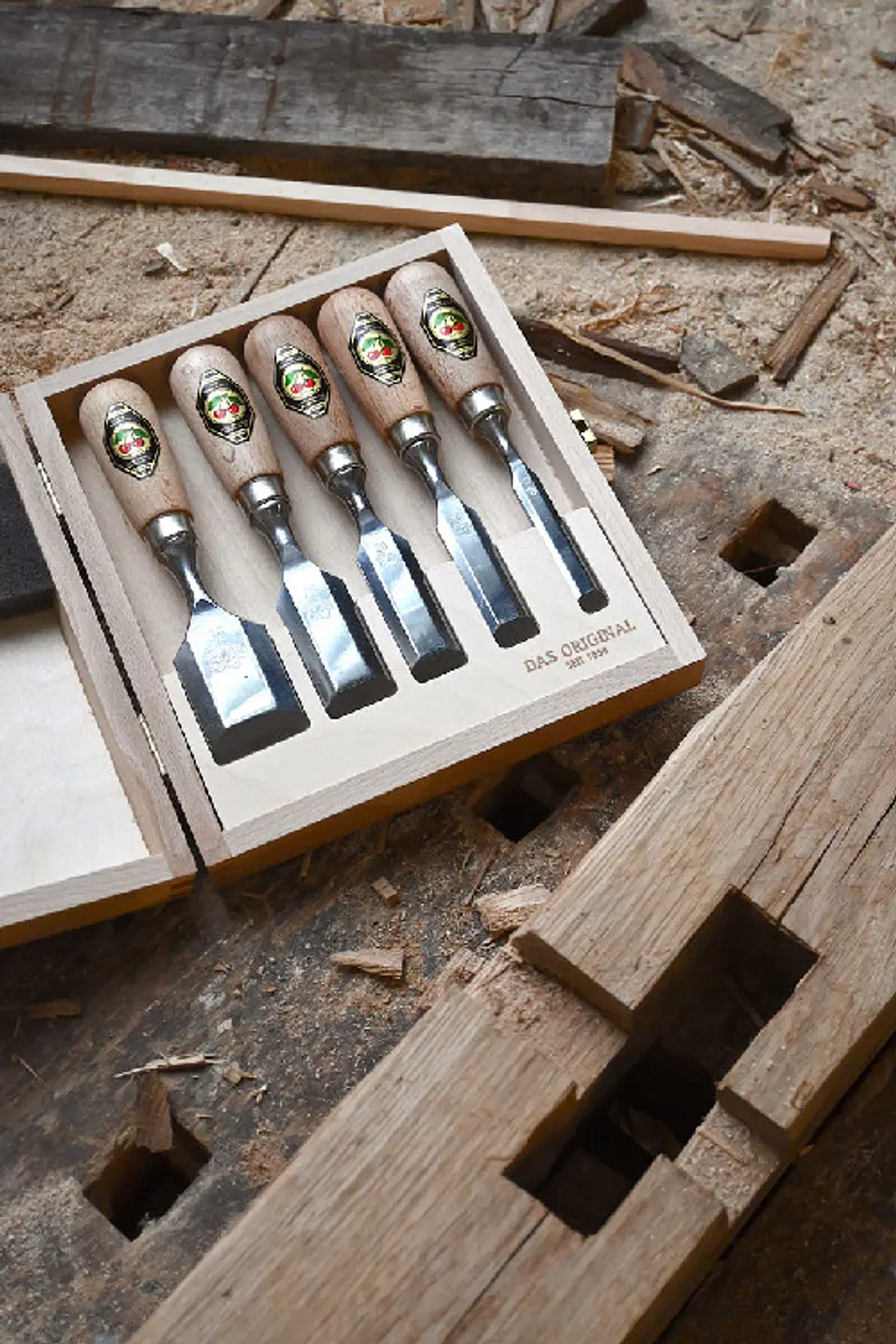 Conjunto de Formões Curtos em Caixa de Madeira (5 Peças) – Kirschen (Short Chisel Set) 5